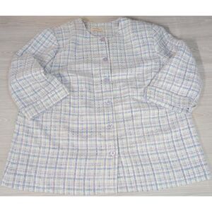 Vintage Alfred Dunner Jacket Plus Size 3X XXX PLaid Button Front Up Down Pastels